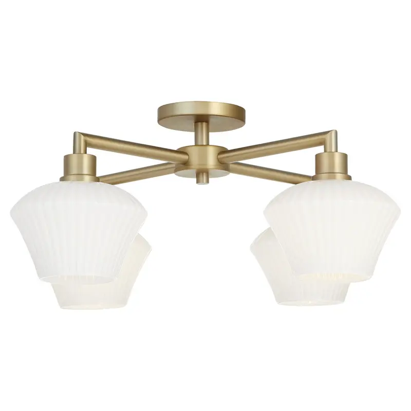 Cassini Four Light Flush Mount Aged Brass