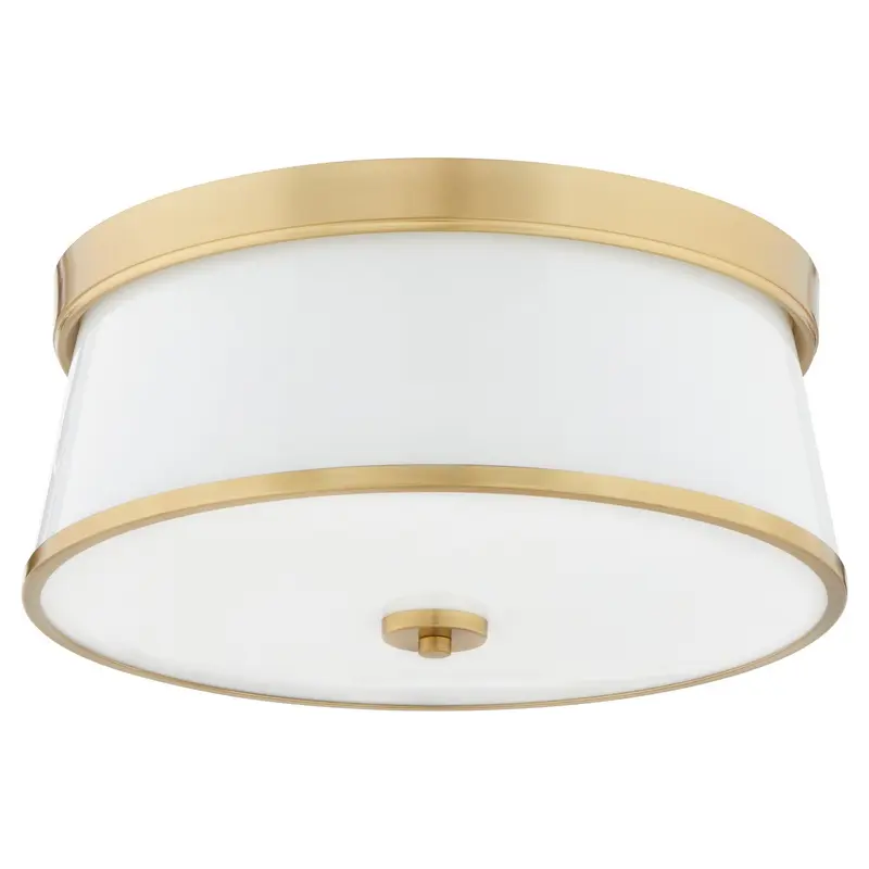 Weir Three Light Ceiling Mount Aged Brass