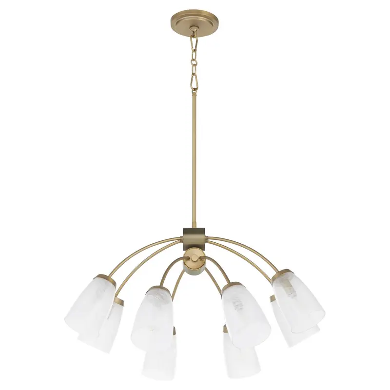 Arpeggio Eight Light Chandelier Aged Brass
