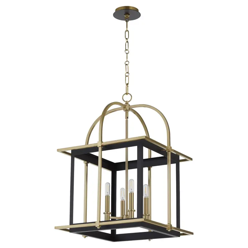 Moritz Four Light Pendant Matte Black w/Aged Brass