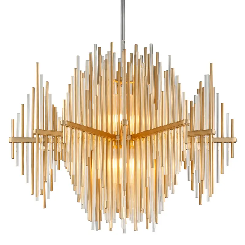 Theory Two Light Chandelier Gold Leaf/Stainless Steel