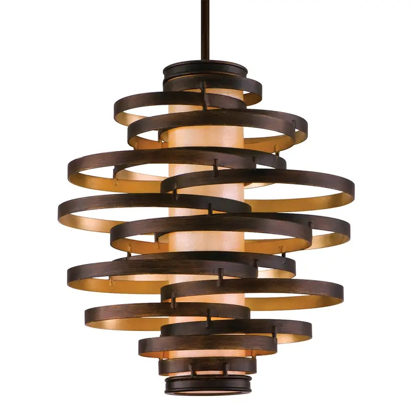 Vertigo Two Light Chandelier Bronze And Gold Leaf
