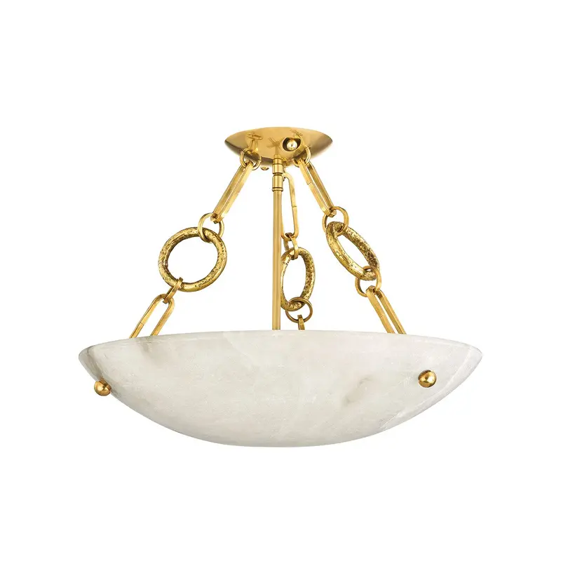 Yadira Four Light Semi Flush Mount Vintage Brass