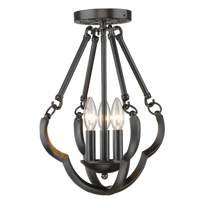 Saxon Three Light Convertible Semi-Flush Aged Bronze