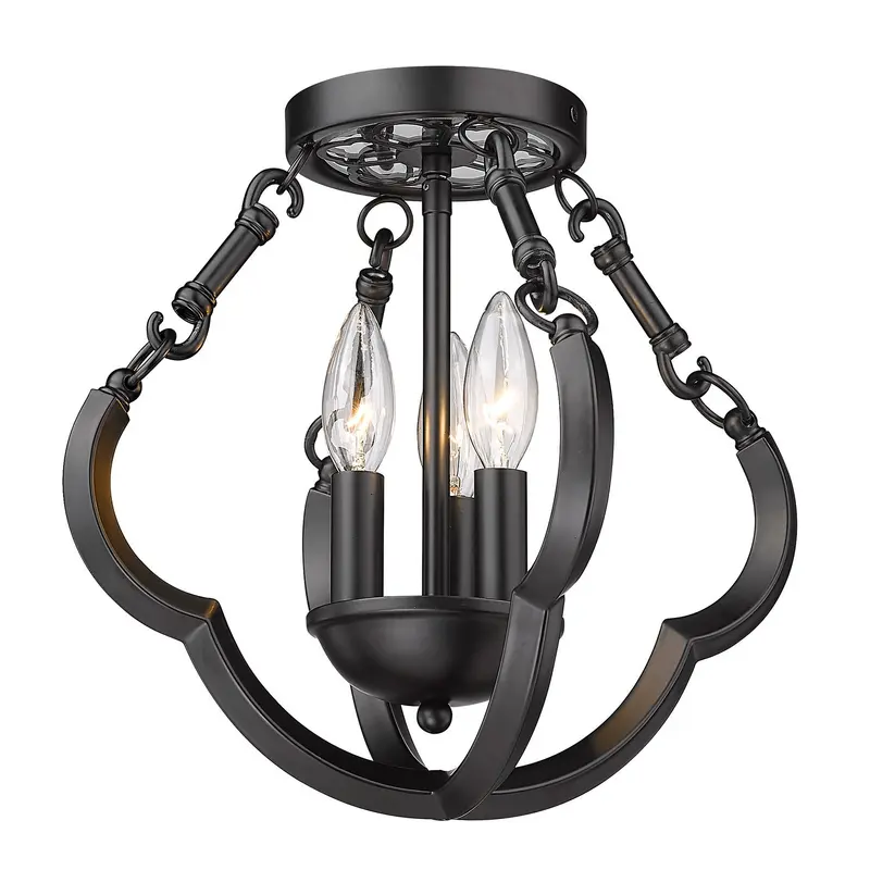Saxon Three Light Semi-Flush Mount Matte Black