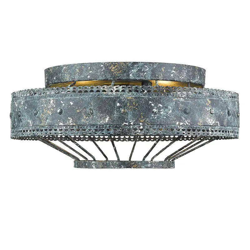 Ferris Two Light Flush Mount Blue Verde Patina