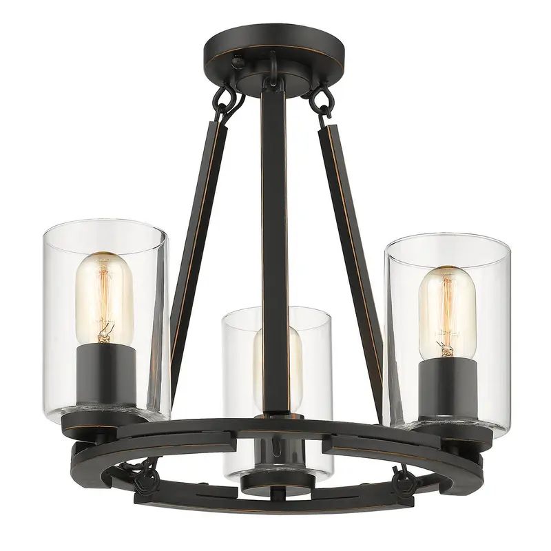 Monroe Three Light Semi-Flush Mount Matte Black