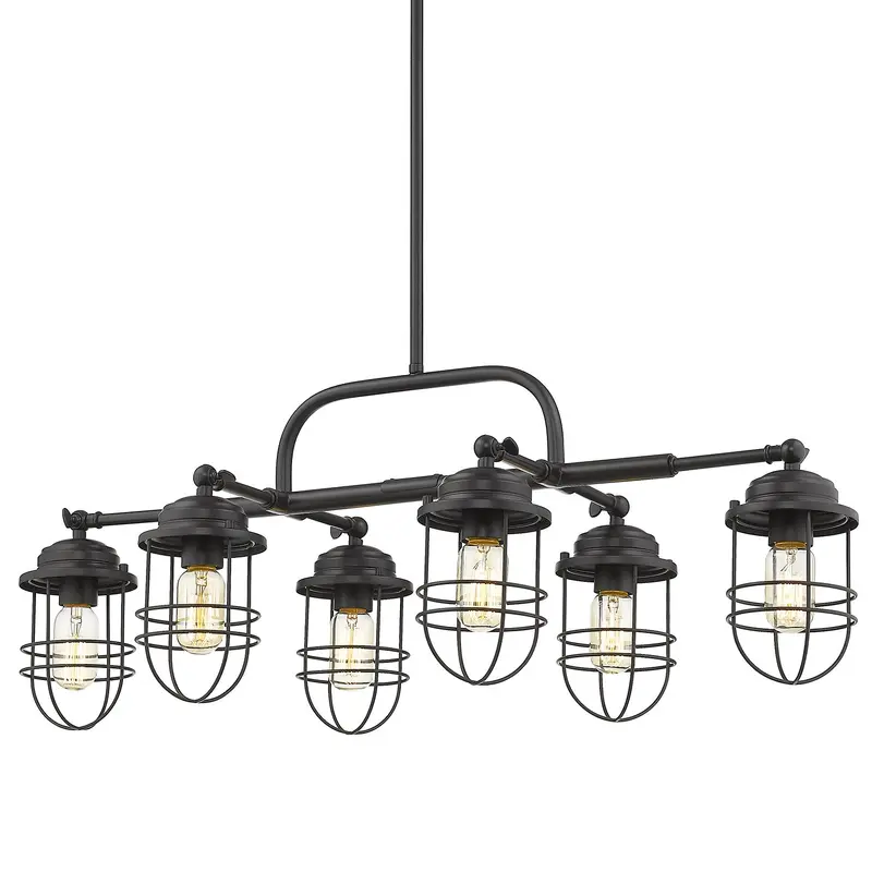 Seaport Six Light Linear Pendant Matte Black