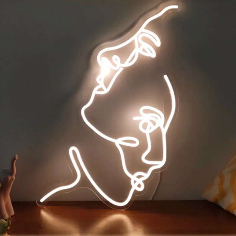 Contemporary Creative Acrylic Two Face Neon Light LED Night Light Table Lamp For Bedroom