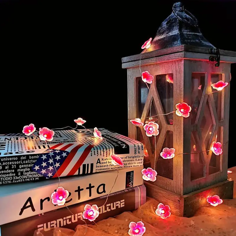 Contemporary Creative Plum Blossom Copper Wire LED Decorative String Lights For Bedroom