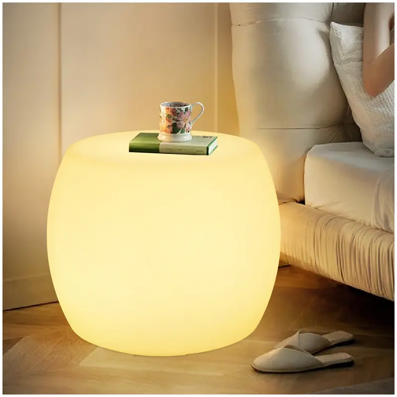 Modern Minimalist Drum PE Plastic LED Floor Lamp For Bedroom