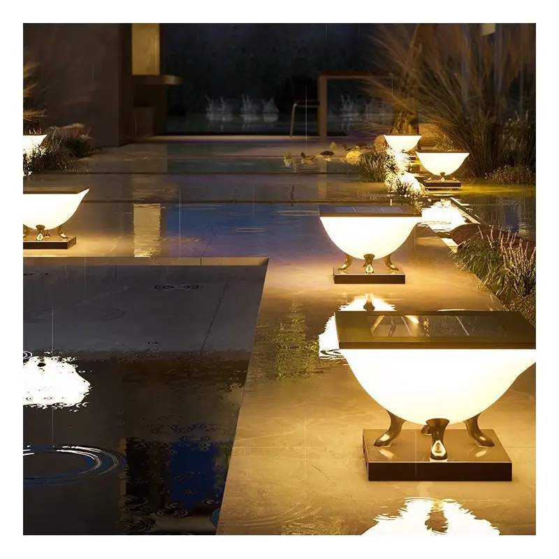 Modern Minimalist Square Acrylic Stainless Steel LED Solar Post Head Landscape Light For Garden