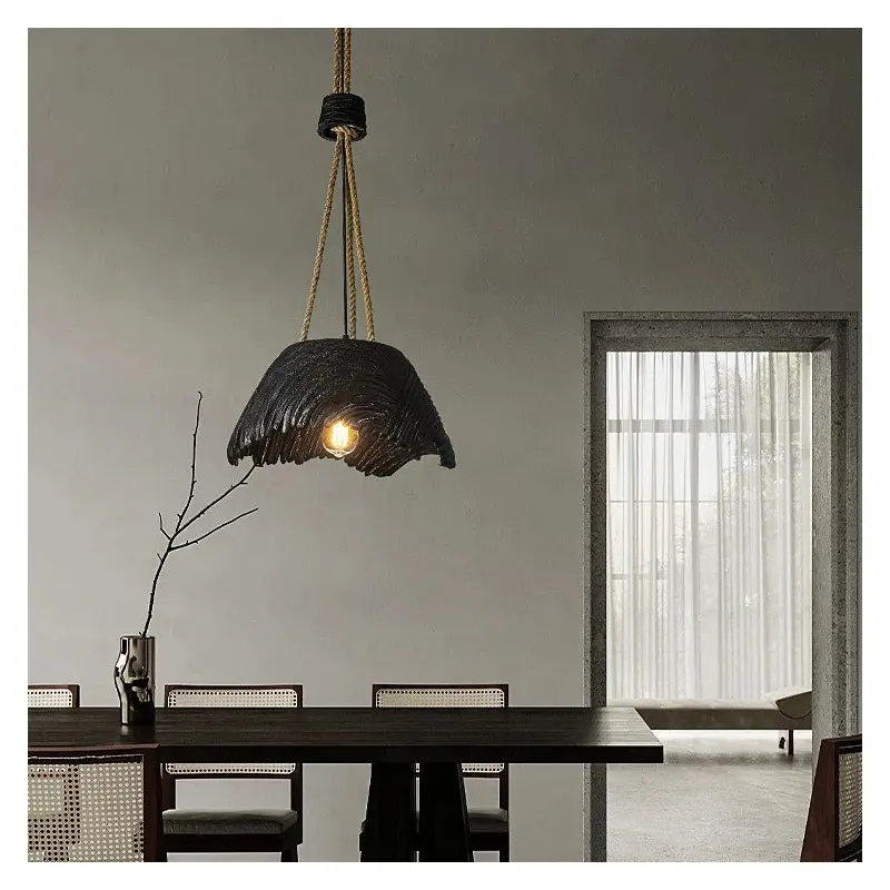 Traditional Vintage Handmade Round High Density Polystyrene 1 - Light Pendant Light For Dining Room