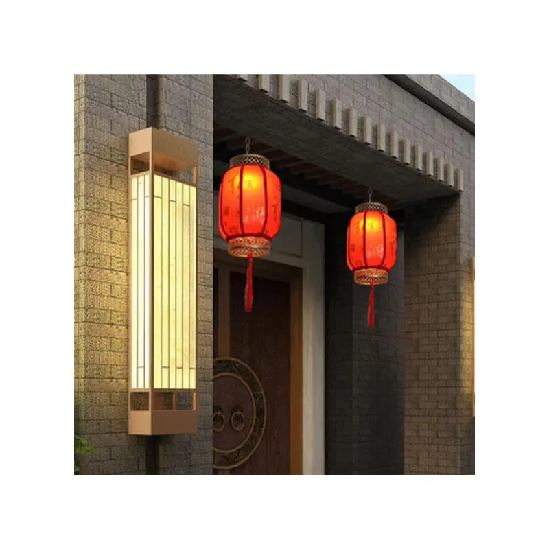 Traditional Chinese Lantern Solar PVC Iron LED Pendant Light Outdoor Light For Outdoor Patio