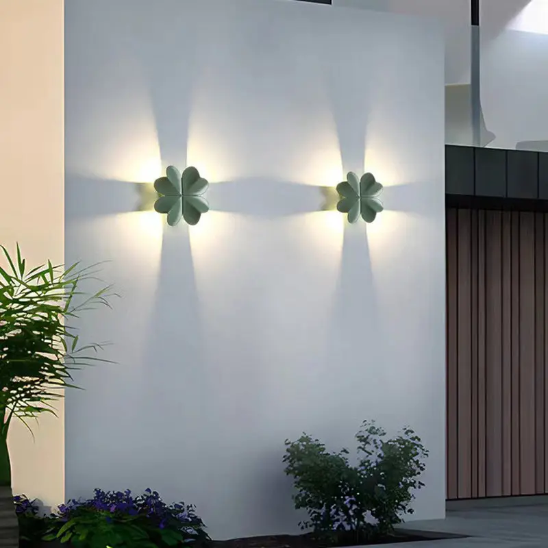 Contemporary Creative Four Leaf Clover Aluminum Waterproof LED Wall Sconce Lamp For Outdoor Patios