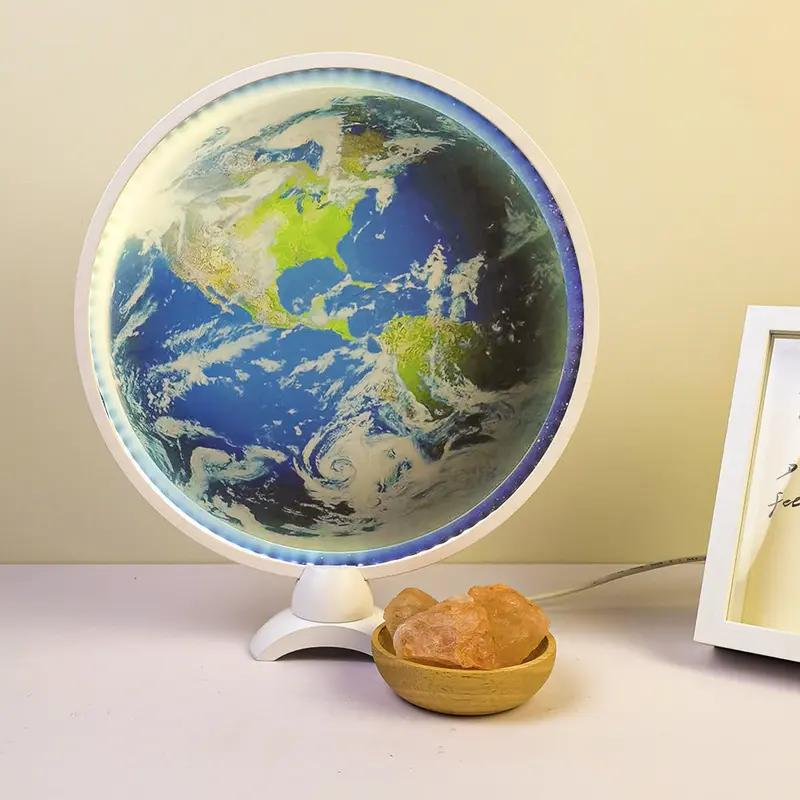 Contemporary Creative Globe Aluminum Acrylic USB LED Table Lamp For Bedroom