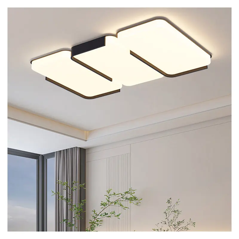 Modern Simplicity Rectangle Iron Plastic LED Flush Mount Ceiling Light For Living Room