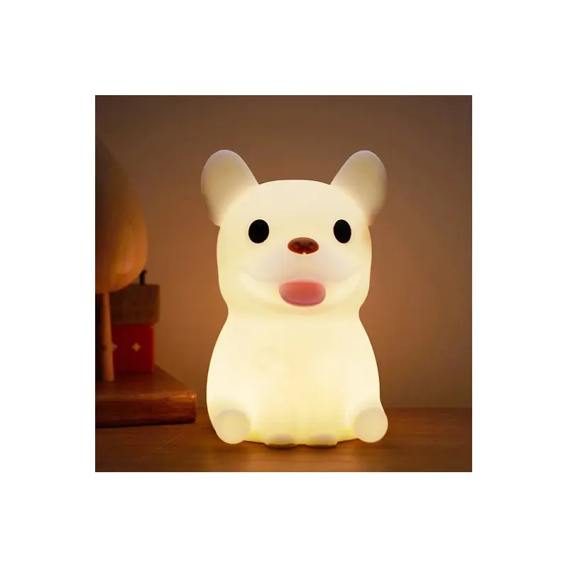 Contemporary Creative Kids Rechargeable Bulldog Silica PC ABS LED Table Lamp Night Light For Bedside