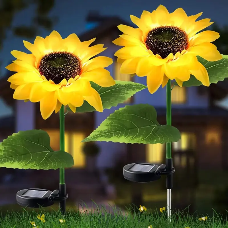 Contemporary Creative Artificial Flower LED Solar Waterproof Lawn Insert Light For Outdoor Patio