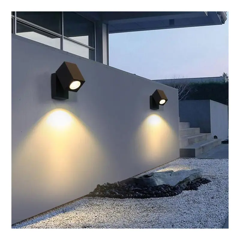 Modern Outdoor Waterproof Square Spotlight Adjustable Angle LED Garden Wall Sconce Lamp