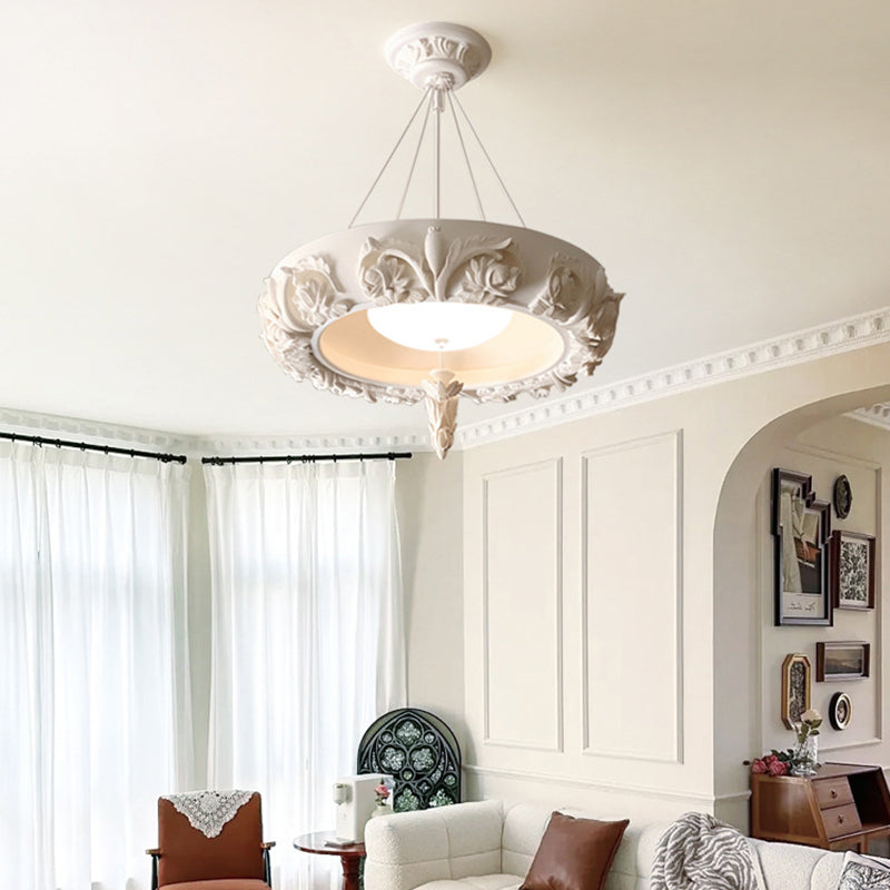 Traditional Vintage Round Resin Metal LED Chandelier For Living Room
