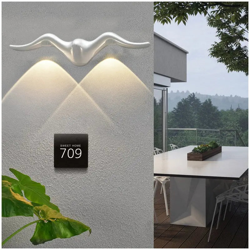 Contemporary Creative Waterproof Line Wave Aluminum LED Wall Sconce Lamp For Outdoor Patio