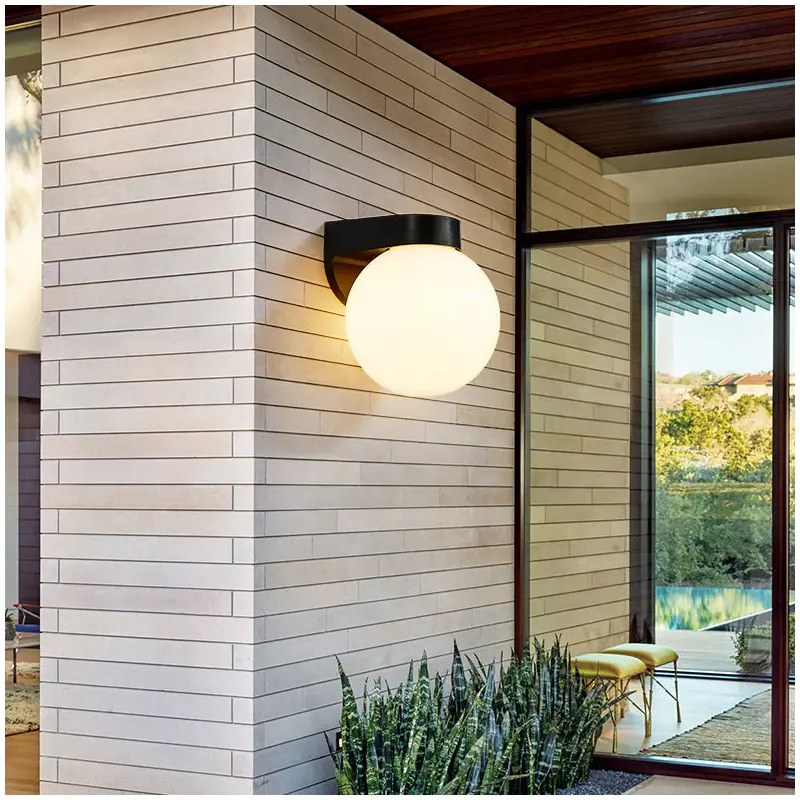Modern Simplicity Waterproof Orb Polycarbonate Acrylic 1-Light Wall Sconce Lamp For Outdoor Patio