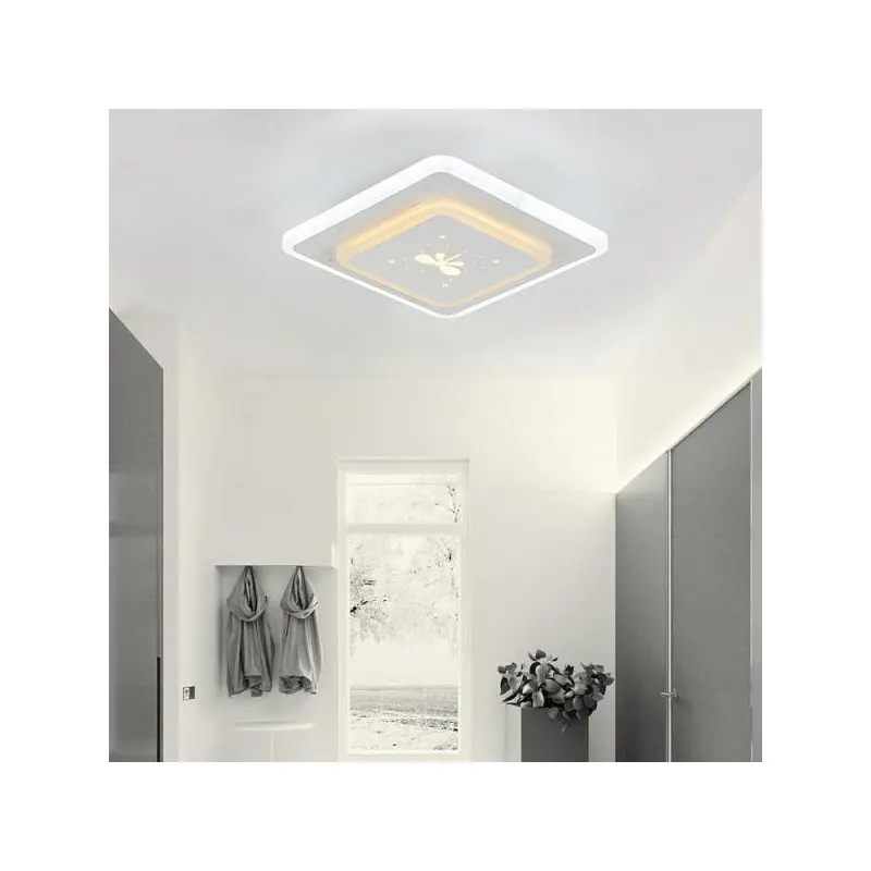Modern Simplicity Concealed Installation Square Shape Hardware Acrylic LED Flush Mount Ceiling Light For Hallway