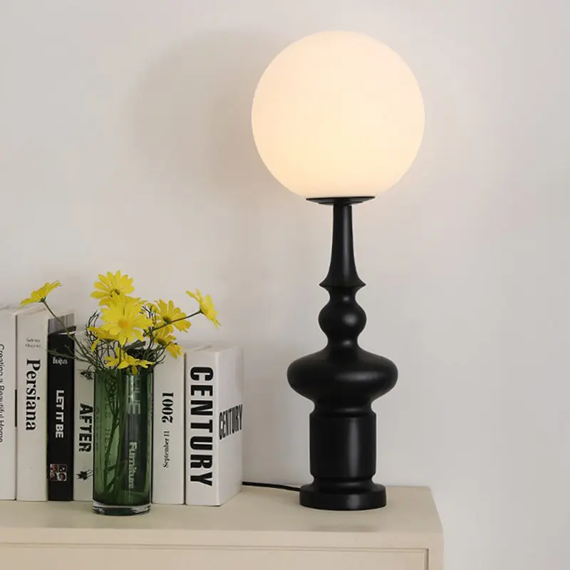 Traditional Vintage Roman Column Orb Acrylic Resin 1-Light Table Lamp For Living Room