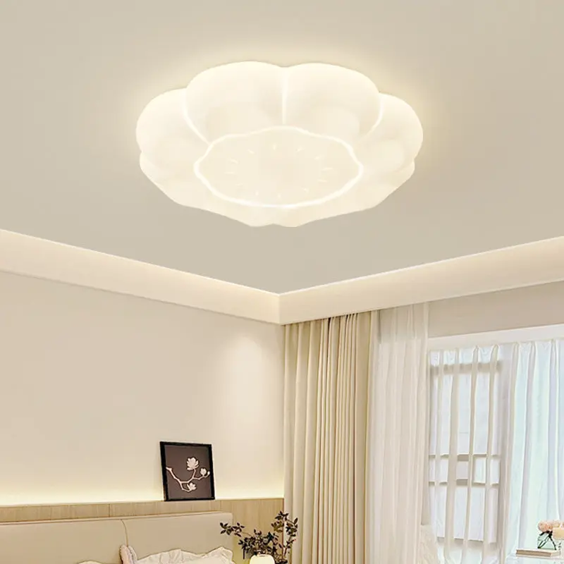 Modern Simplicity Petal Round Iron Acrylic Plastic LED Flush Mount Ceiling Light For Bedroom