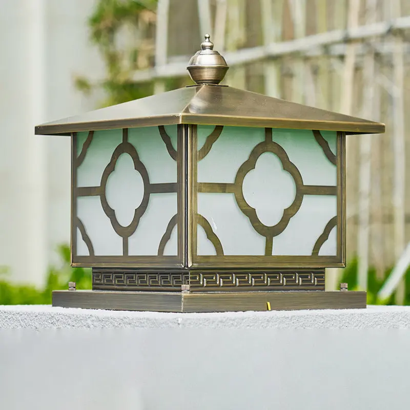 Contemporary Scandinavian Square House Shape Glass Copper 1/2 Light Outdoor Light For Garden