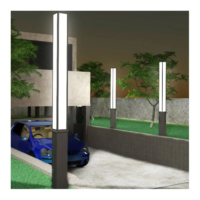 Modern Minimalist Waterproof Rectangle Galvanized Steel Acrylic LED Outdoor Light For Garden