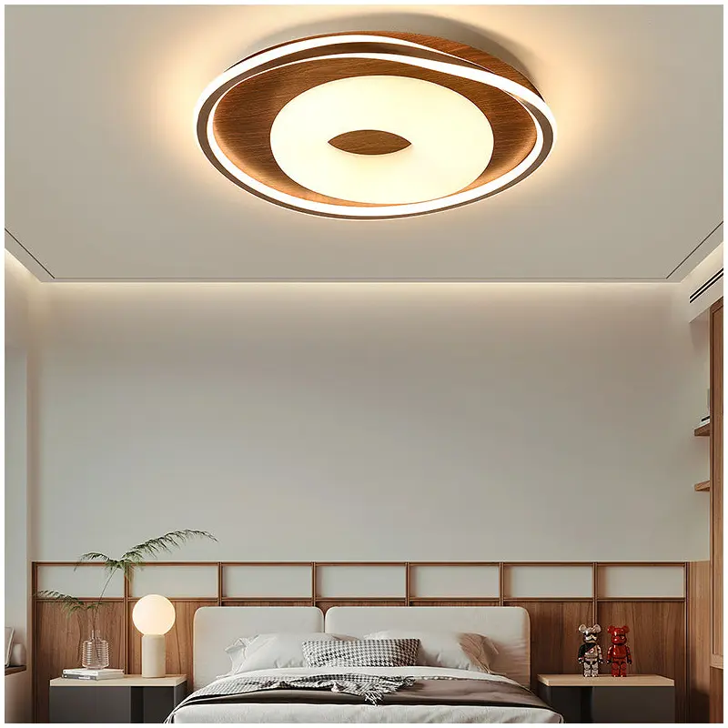 Traditional Vintage Round Iron Aluminum Plastic LED Flush Mount Ceiling Light For Bedroom