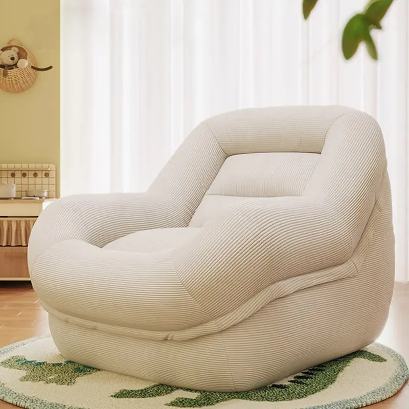 Contemporary Creative Corduroy EPS U-Shaped Rounded Square Accent Chair With Backrest For Living Room