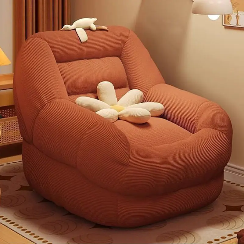 Contemporary Creative Corduroy Rounded U-Shaped Accent Chair With Backrest For Bedroom