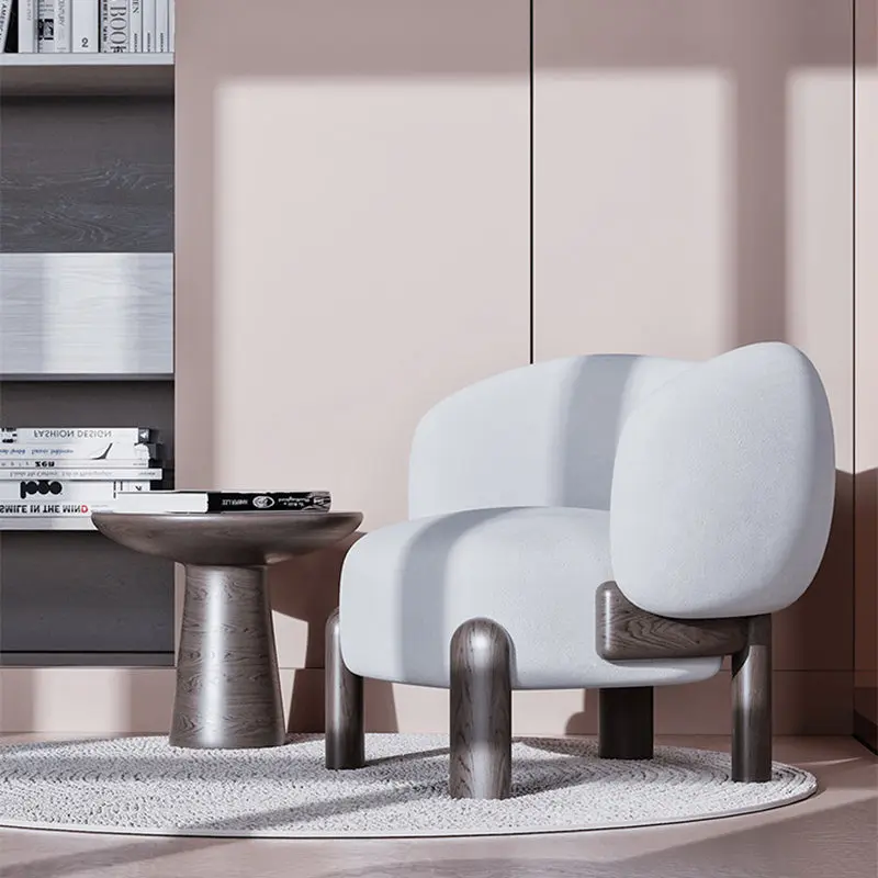 Contemporary Creative Velvet Solid Wood Curved Round Accent Chair With Backrest For Living Room