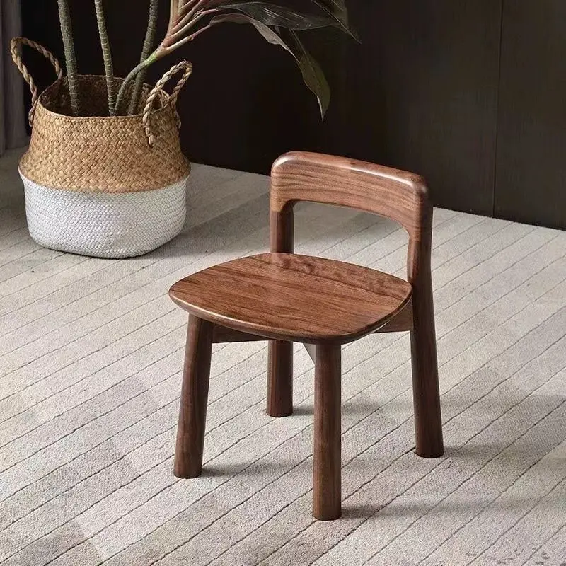 Modern Minimalist Rectangular Seating Solid Wood Low Stool Rounded Corners Backrest For Living Room