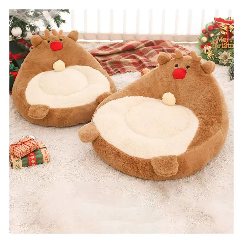 Contemporary Creative Christmas Reindeer-Shaped Cashmere Pet Accent Chair Backrest Armless For Living Room