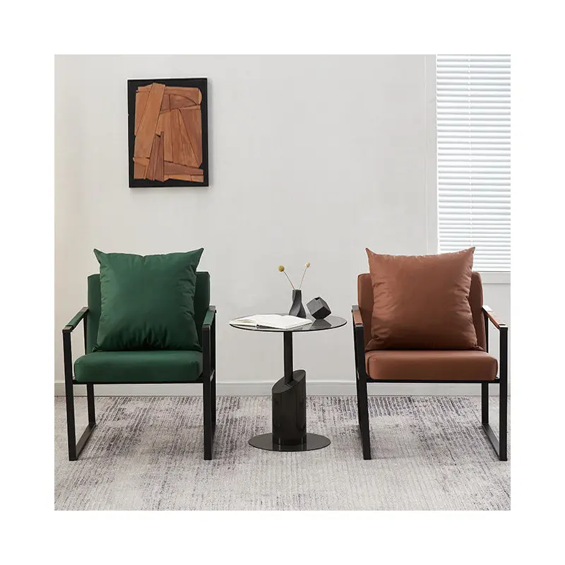 Contemporary Scandinavian Square Carbon Steel Nappa Leather Chair Backrest For Living Room