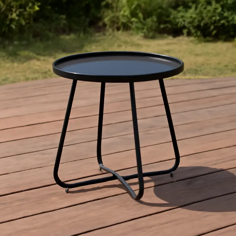 Simplicity Carbon Steel Outdoor End Table - Stable 2-Leg Design & Strong Weather Resistance For Garden