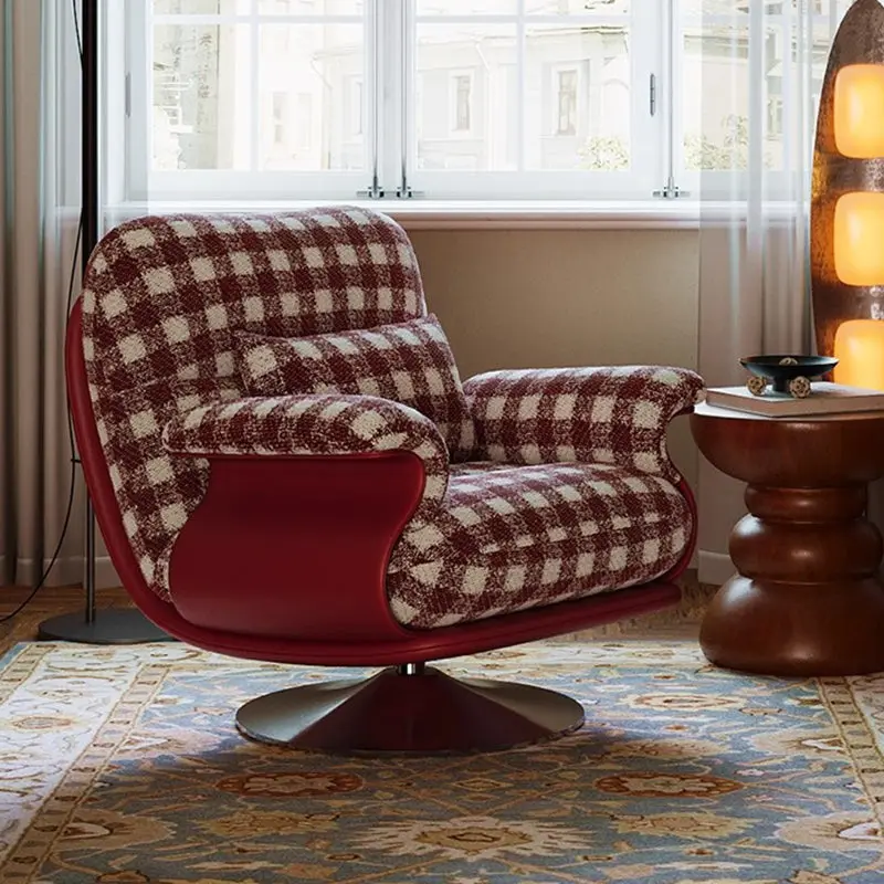 Traditional French Round Rectangular Cotton-Linen Blend Stainless Steel Accent Chair Backrest Armrest For Living Room