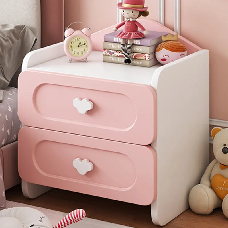 Contemporary Creative Kids Square MDF Nightstand 2-Drawer For Bedroom
