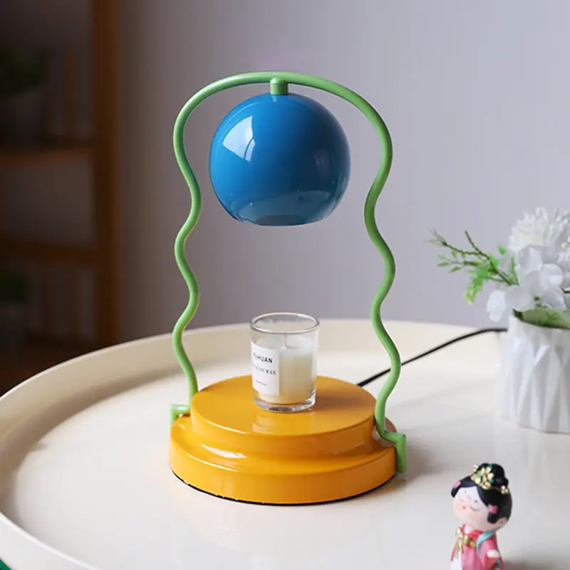 Contemporary Creative Dome Wave Line Iron 1-Light Aroma Melt Wax Table Lamp For Bedroom
