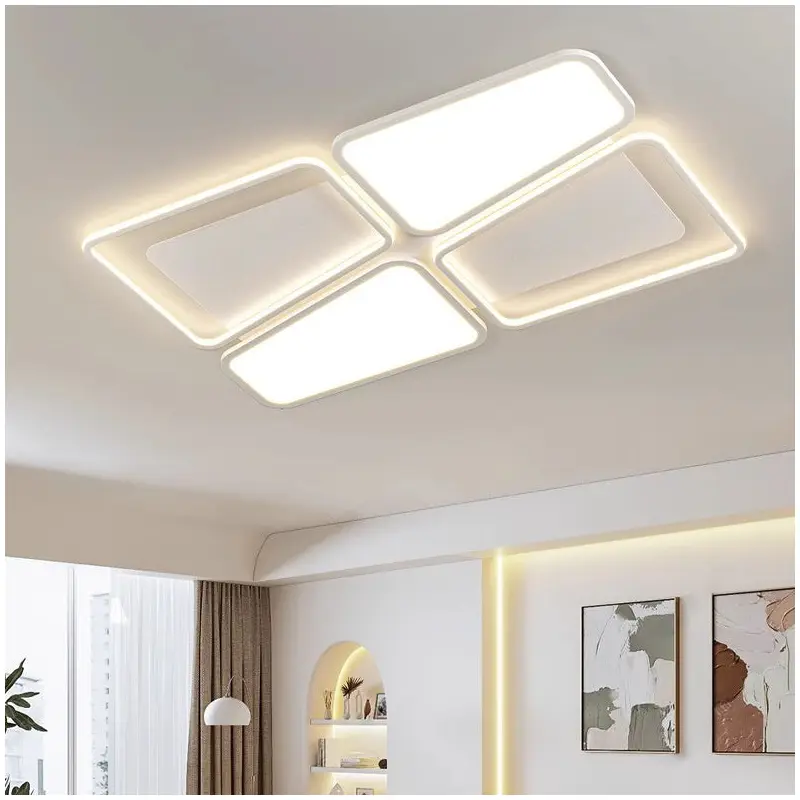 Modern Simplicity Iron Aluminum PMMA Irregular Rectangular Square Round LED Flush Mount Ceiling Light For Living Room