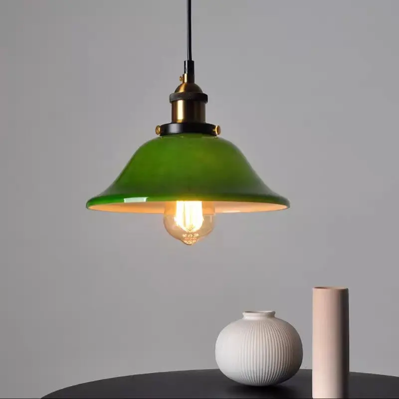 Traditional Vintage Flower Lotus Leaf Petal Hardware Glass 1-Light Pendant Light For Dining Room