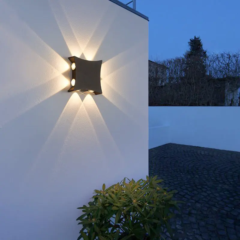 Contemporary Industrial Aluminum Square LED Waterproof Outdoor Wall Sconce Lamp For Garden