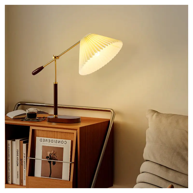 Traditional Vintage Ash Iron Fabric Umbrella 1 - Light Table Lamp For Living Room