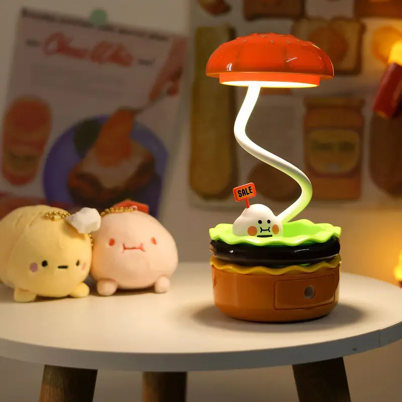 Contemporary Creative Hamburger Plastic LED Table Lamp For Bedroom