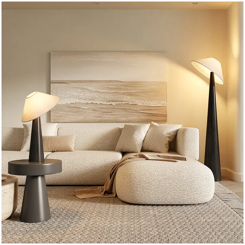 Traditional Vintage Cone Fabric Iron 1-Light Standing Floor Lamp For Living Room