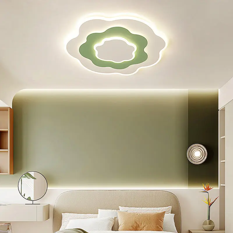 Contemporary Creative Flowers Iron Aluminum Acrylic LED Flush Mount Ceiling Light For Bedroom
